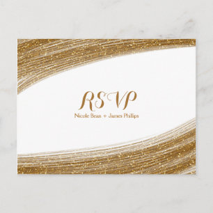 Gold Sparkle Imitate Glitzer Hochzeit RSVP Postkar Einladungspostkarte