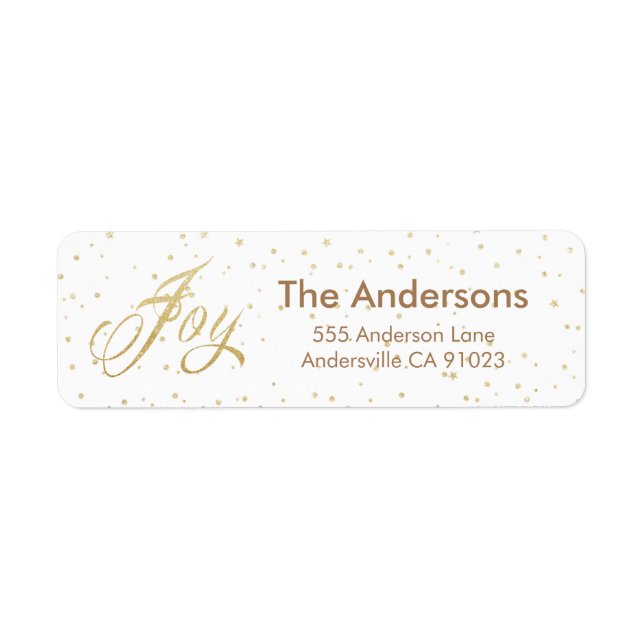 Gold Sparkle Joy Christmas Address Labels (Vorne)