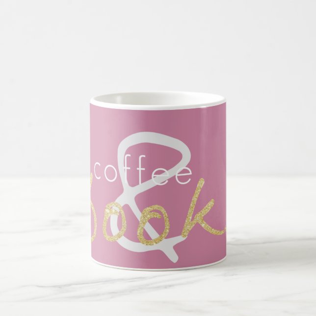 Gold Sparkle Kaffee und Bücher Tasse (Mittel)