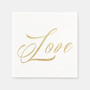 Gold Sparkle Liebe Hochzeitspapier Napkins Set Serviette
