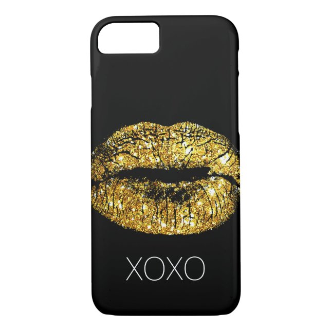 Gold Sparkle Lips Case-Mate iPhone Hülle (Rückseite)