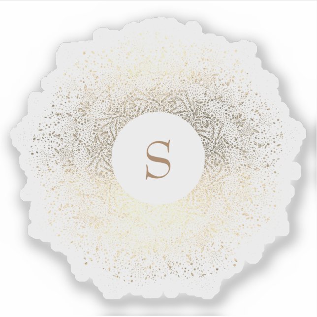 Gold Sparkle Monogram Aufkleber (Vorderseite)