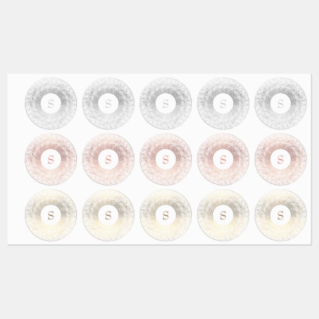 Gold Sparkle Monogram Etiketten (Blatt)