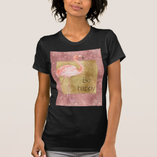 Gold Sparkle Pink Flamingo T-Shirt