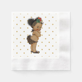 Gold Sparkle Polka Dot Paper Napkin Vintag Baby Serviette