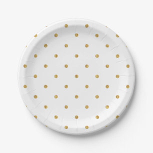 Gold Sparkle Polka Dot Paper Plate Pappteller