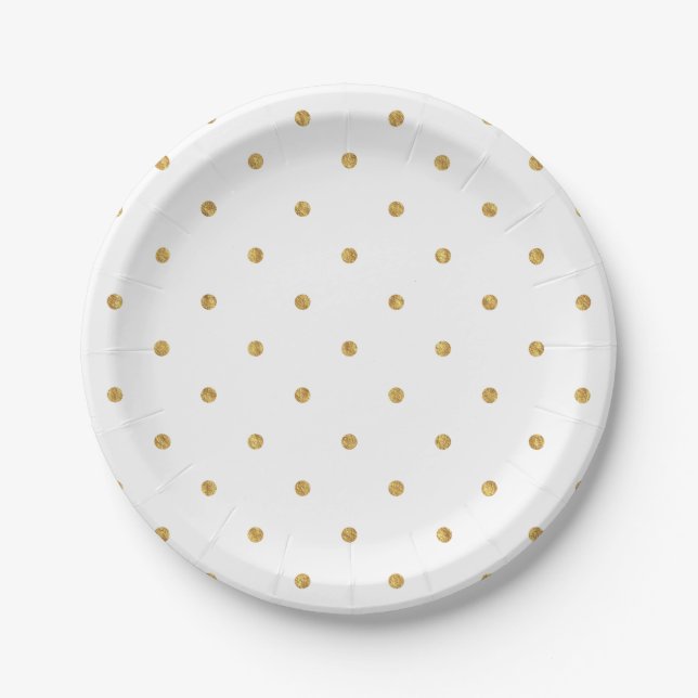 Gold Sparkle Polka Dot Paper Plate Pappteller (Vorderseite)