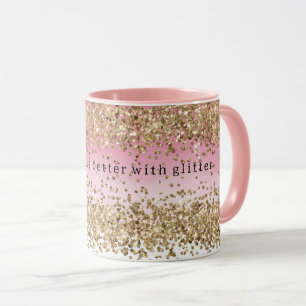 Gold Sparkle Rosa Ombre Glitzer Zitat Tasse