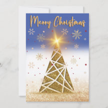 Gold Sparkle Schnee & Weihnachtsbaum mit Blue