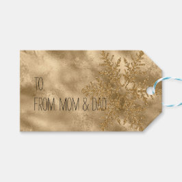 Gold Sparkle Snowflake Glitzer Geschenkanhänger