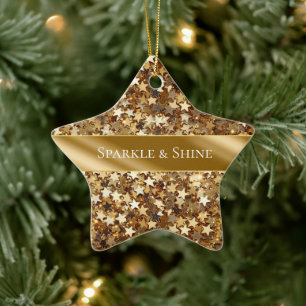 Gold Sparkle Stars Keramik Ornament