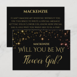 Gold Sparkle Stars werden Sie meine BlumenGirl-Kar RSVP Karte