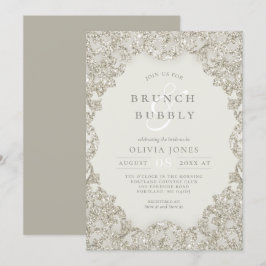 Gold Sparkle Vintag Elegance Brunch und Bubbly Einladung
