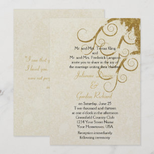 Gold Sparkle Wirbel auf Cream Background Hochzeite Einladung