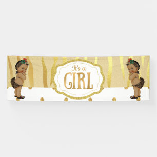 Gold Sparkle Zebra Print Baby Shooting Banner