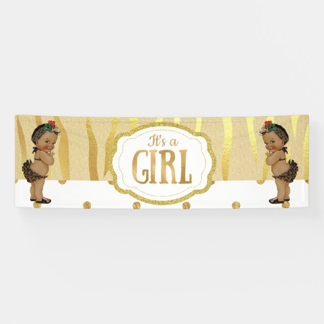 Gold Sparkle Zebra Print Baby Shooting Banner (Horizontal)