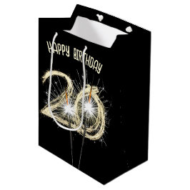 Gold Sparkler für den 20. Geburtstag Mittlere Geschenktüte