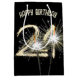Gold Sparkler für den 21. Geburtstag Mittlere Geschenktüte