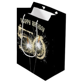Gold Sparkler zum 50. Geburtstag Mittlere Geschenktüte