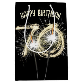 Gold Sparkler zum 70. Geburtstag Mittlere Geschenktüte