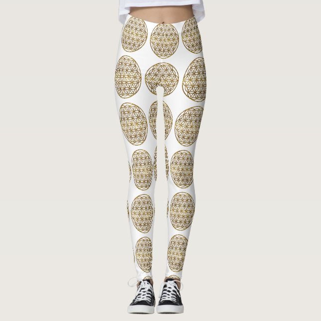 Gold-Sparkling-Blume Leggings (Vorderseite)