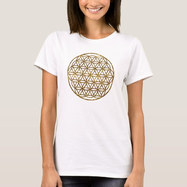Gold-Sparkling-Blume T-Shirt (Vorderseite)
