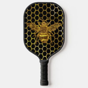 Gold Sparkling Königin Bee Gold Hexagon Biene Pickleball Schläger