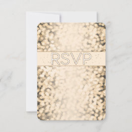 Gold Sparkling Lights Glam Wedding RSVP Card Einladung