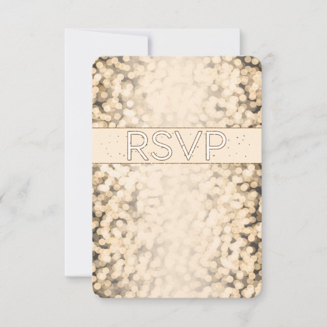 Gold Sparkling Lights Glam Wedding RSVP Card Einladung (Vorderseite)