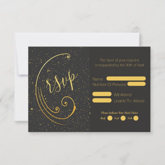 Gold Speckle Wedding RSVP Karte (Vorderseite)