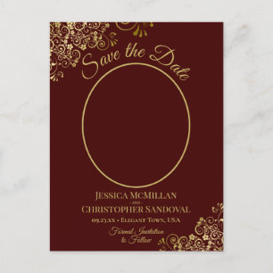 Gold Spitzen auf Auburn Wedding Save the Date Foto Ankündigungspostkarte