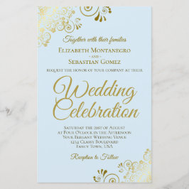 Gold Spitzen auf blauem HAUSHALT Hochzeitsempfang 