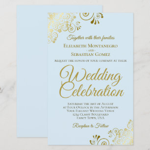 Gold Spitzen auf blauem HAUSHALT Hochzeitsempfang
