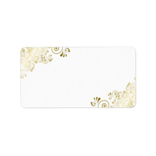 Gold-Spitzen auf der weißen eleganten Blank-Hochze Adressaufkleber