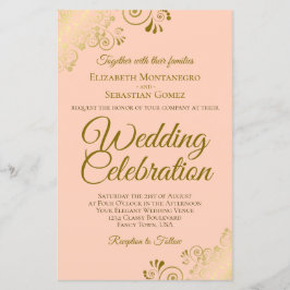 Gold Spitzen auf Korallen HAUSHALT Hochzeit Einlad