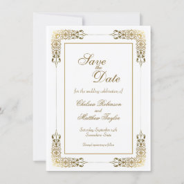 Gold-Spitzen-Border-Hochzeit Sichern Sie das Datum Save The Date