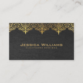 Gold Spitzen Vintages Black Leather Visitenkarte
