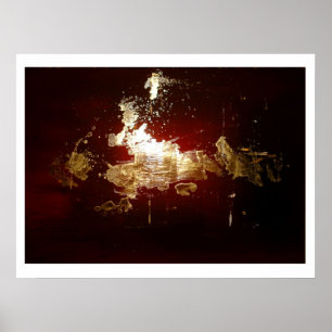 Gold Splash Red Brown Abstrakt Poster Print