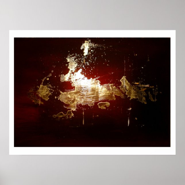 Gold Splash Red Brown Abstrakt Poster Print (Vorne)