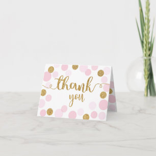 Gold Sprinkles Scatter Pink Punkte Vielen Dank Dankeskarte