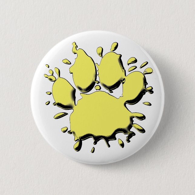 Gold Spritzer Dog Paw Zeichnend Button (Vorderseite)