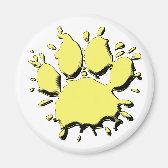 Gold Spritzer Dog Paw Zeichnend Magnet (Vorne)