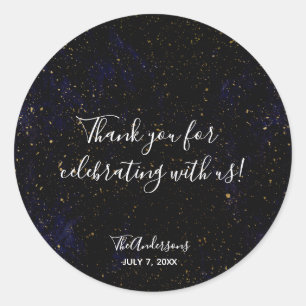 Gold Spritzer Moderne Chic Purpur Blau Kosmische G Runder Aufkleber