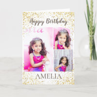 Gold Spritzer personalisiert Foto Geburtstagskarte