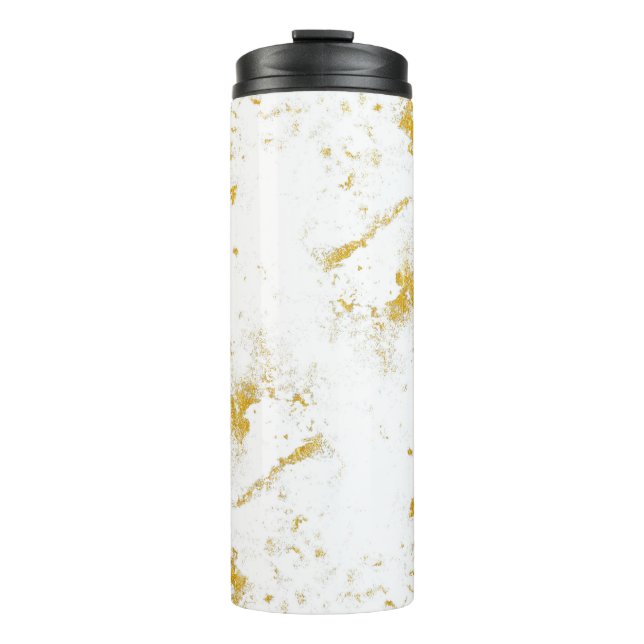 Gold spritzt Textur. Gestaltungselement Thermosbecher (Vorderseite)