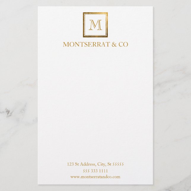 Gold Square für elegante Business Monogram-Logos Briefpapier (Vorderseite)