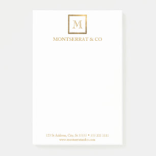 Gold Square für elegante Business Monogram-Logos Post-it Klebezettel