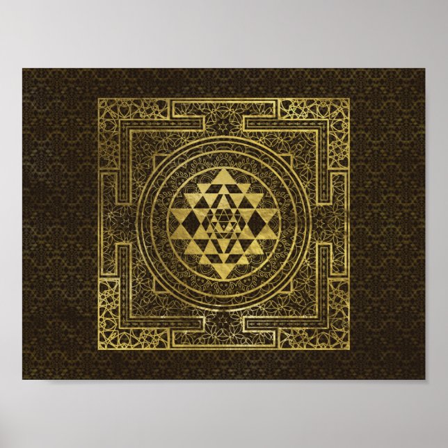 Gold Sri Yantra / Sri Chakra Poster (Vorne)