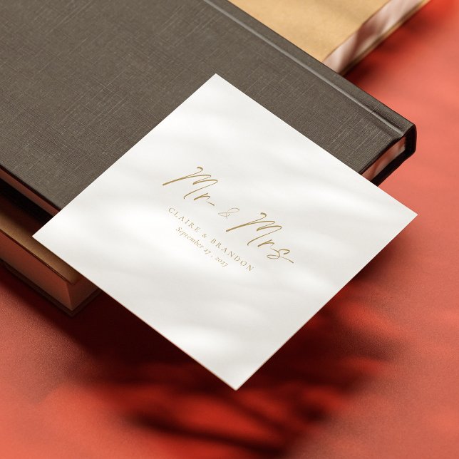 Gold Standard! Modern Mr. & Mrs. Wedding Napkins Serviette (Gold Standard! Modern Mr. & Mrs. Wedding Napkins)