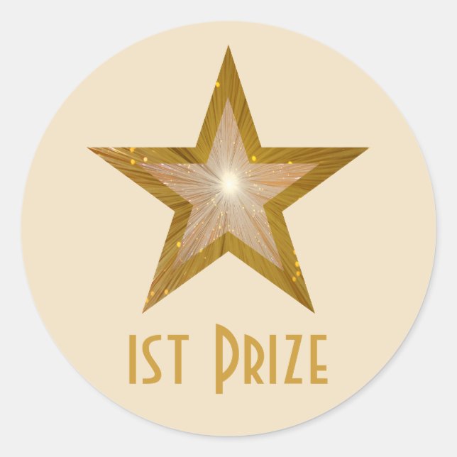 Gold Star "1. Preis" Rundaufkleber Runder Aufkleber (Vorderseite)
